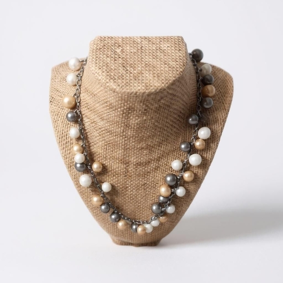 Talbot's 35" Faux Pearl And Silver Necklace - Picture 1 of 4